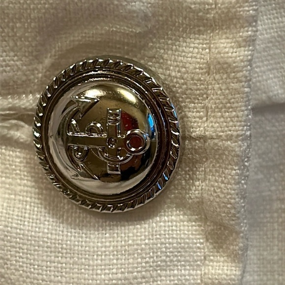 INC  White Linen  Jacket with Bejeweled Collar Women’s Small - Picture 6 of 8